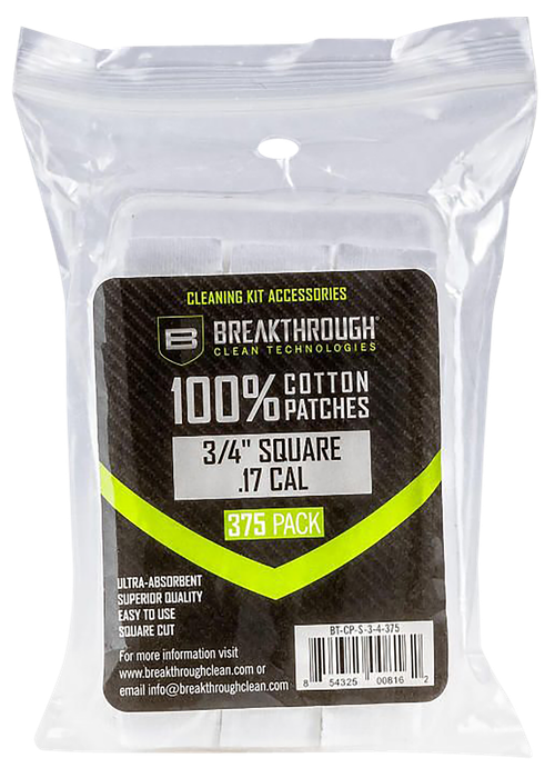 Breakthrough Clean BTCPS3/4375 Square Patches .17/.177 Caliber 375 pieces