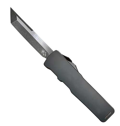 Templar Knife Excalibur Small 3" OTF Tanto Plain Black Oxide Stonewashed Powder Coated D2 Steel Blade/4.50" Black Aluminum/Rubber Handle Includes Pocket Clip