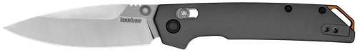 Kershaw Iridium, Folding Knife, Thumb Stud Ball Bearing Opening, Plain Edge, D2 Tool, Stonewashed Finish, Anodized Aluminum Handle, 3.4" Blade, 7.9" Overall Length, Includes Deep Carry Pocket Clip