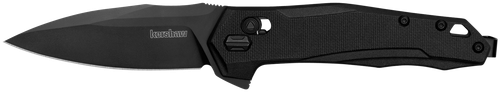 Kershaw Monitor, Folding Knife, Flipper Assisted Opening, Plain Edge, D2 Tool, Black Oxide Coating, Glass Filled Nylon Handle, 3" Blade, 7.2" Overall Length, Includes Deep Carry Pocket Clip