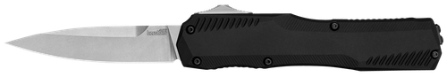Kershaw Livewire 3.30" OTF Spear Point Plain Stonewashed CPM 20V SS Blade/ Textured Black Anodized Aluminum Handle Includes Pocket Clip
