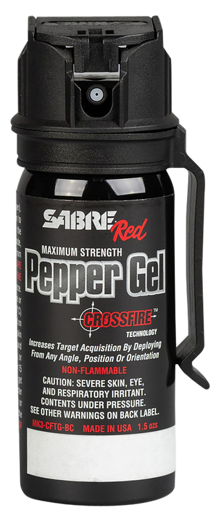 Sabre Crossfire Pepper Gel 18 Bursts Range 18 ft Black
