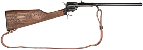 Heritage Rough Rider Rancher 22 LR, 16" Blued Barrel, Independence Day Engraved Walnut, Leather Sling, 6rd