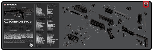 TekMat CZ Scorpion EVO 3 Cleaning Mat Black/Gray Thermoplastic Fiber Top Vulcanized Rubber Back 36" x 12" CZ Scorpion EVO 3 Parts Diagram Illustration