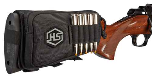 Hunters Specialties Buttstock Shell Holder With Pouch Holds 5 Cartridges Black Polyester