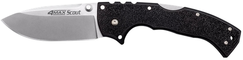 Cold Steel 4-Max Scout 4" Folding Drop Point Plain Stonewashed/6" Black Griv-Ex Handle Includes Belt Clip