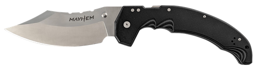 Cold Steel Mayhem 6" Folding Clip Point Modified Cleaver Plain Satin AUS-10A SS Blade/7.20" Black Contoured G10 Handle Includes Pocket Clip