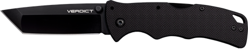 Cold Steel Verdict 3" Folding Tanto Plain Black Matte AUS-10A SS Blade/Black G10 Handle Includes Belt Clip