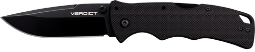 Cold Steel Verdict 3" Folding Spear Point Plain Black Matte AUS-10A SS Blade/Black G10 Handle Includes Belt Clip