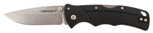 Cold Steel Verdict 3" Folding Clip Point Plain Stonewashed 4116 SS Blade/Black GFN Handle Includes Belt Clip