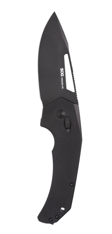 S.O.G Prohen XR 3.35" Folding Drop Point Plain Black TiNi Cryo D2 Steel Blade, Black Textured G10 Handle