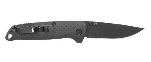 SOG Knives & Tools Adventurer, Folding Knife, 3 Drop Point Straight Edge, Glass Reinforced Nylon Handle, Cryo 5CR15MOV, Titanium Nitride Finish, Black