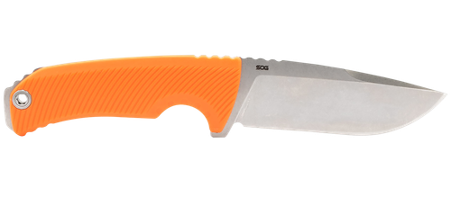 S.O.G Tellus FX 4.20" Fixed Clip Point Plain Stonewashed Cryo 440C SS Blade/ Blaze Orange Textured Green Handle