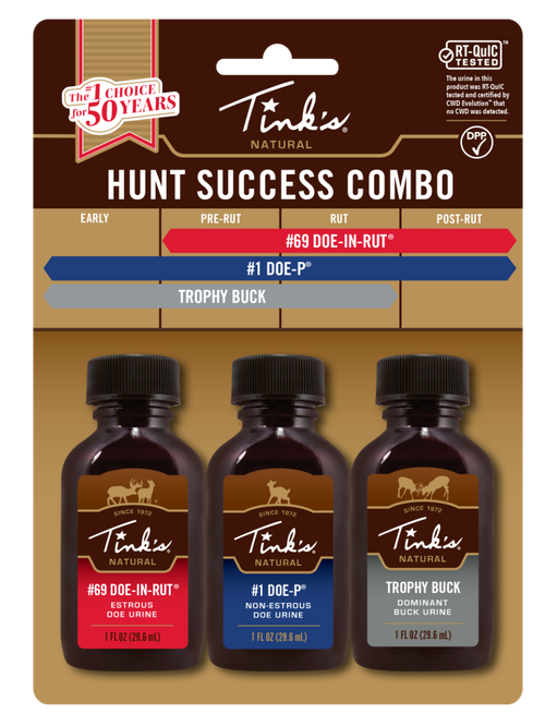 Dead Down Wind Hunt Success Kit Natural Deer Attractant Doe-In-Rut/Doe-P/ Trophy Buck Scent Bottle