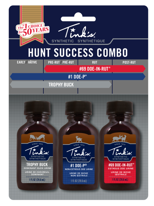 Dead Down Wind Hunt Success Kit Synthetic Deer Attractant Doe-In-Rut/Doe-P/Trophy Buck Scent 1 oz Bottle