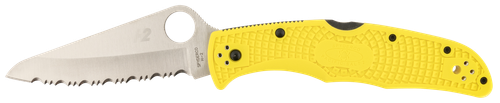 Spyderco Pacific Salt 2 3.78" Folding Serrated Stonewashed H2 Steel/Blade Yellow FRN Handle