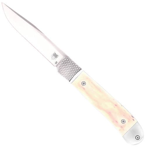 CobraTec Knives Trapper Hidden Release 3.12" OTF Drop Point Plain Satin D2 Steel Blade, 4.25" White Bone Scales Handle
