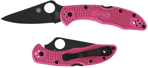 Spyderco Delica 4 Lightweight 2.90" Folding Plain Black TiCN CPM S30V SS Blade/Pink Textured Black Accents FRN Handle Includes Pocket Clip