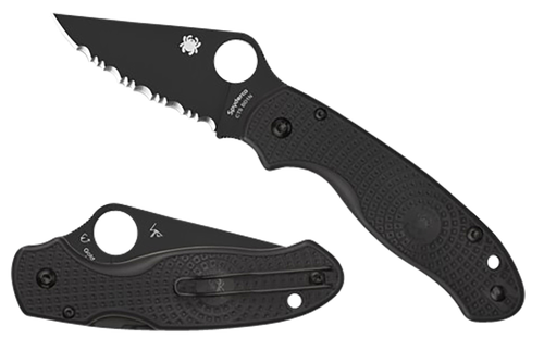 Spyderco Para 3 Lightweight 2.92" Folding Plain Black DLC CTS BD1N SS Blade/Black Textured FRN Handle Includes Pocket Clip