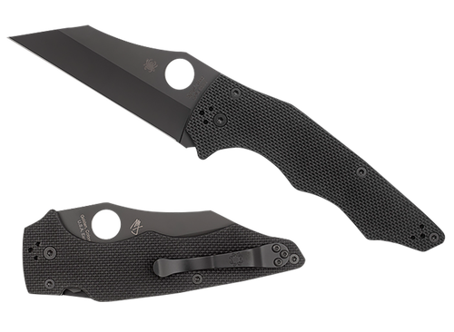 Spyderco YoJumbo 3.98" Folding Wharncliffe Plain Black DLC CPM S30V SS Blade/Black Textured G10 Handle Includes Pocket Clip