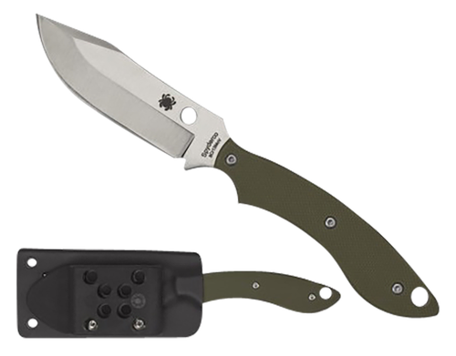 Spyderco Stok 2.95" Fixed Bowie Plain Stonewashed 8Cr13MoV SS Blade/Olive Drab Textured G10 Handle Includes Sheath G-Clip
