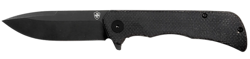 Templar Knife Paladin 3.27" Folding Drop Point Plain Black Powder Coated D2 Steel Blade, 4.40" Black Micarta Handle