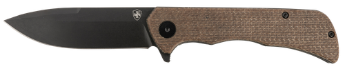 Templar Knife Paladin 3.27" Folding Drop Point Plain Black Powder Coated D2 Steel Blade, 4.40" Brown Micarta Handle Includes Pocket Clip