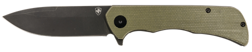 Templar Knife Paladin 3.27" Folding Drop Point Plain Black Powder Coated D2 Steel Blade, 4.40" Green Micarta Handle Includes Pocket Clip