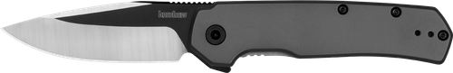 Kershaw Thermal EDC 2.95" Folding Drop Point Plain Black Oxide Satin Grinds 8Cr13MoV SS Blade, Gray PVD Stainless Steel Handle, Includes Pocket Clip