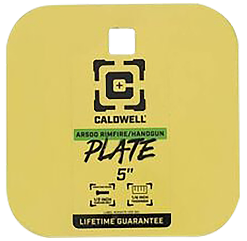 Caldwell AR500 Rimfire/Handgun Gong, 1/4" Steel Target, 5" Square, Yellow