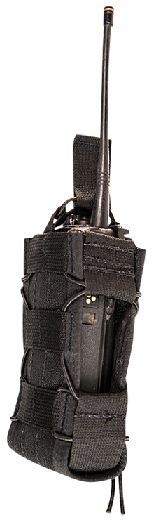 High Speed TACO Multi-Access Comm Holder, Black Nylon with Bungee Pull Tongue, Fits MOLLE