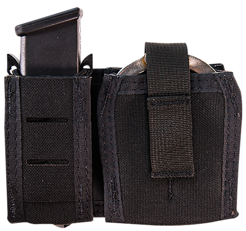 High Speed TACO Duty Single& Handcuff Holder, Black Nylon with MOLLE Exterior, Fits MOLLE & 2" Belt