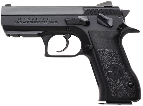 IWI Jericho 941 Full Size Frame 9mm 10rd,4.40" Black Chrome Lined Steel Barrel, Black Serrated Steel Slide & Frame Beavertail & Picatinny Rail, Black Textured Grips