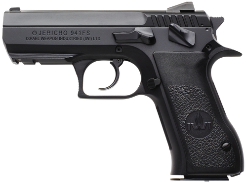 IWI Jericho 941 Mid-Size Frame 9mm 10rd,3.80" Black Chrome Lined Steel Barrel, Black Serrated Steel Slide & Frame Beavertail & Picatinny Rail, Black Textured Grips