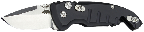 Hogue A01-Microswitch 1.95" Drop Point Plain Tumbled Finish CPM 154 SS Black Anodized Aluminum Handle Folding
