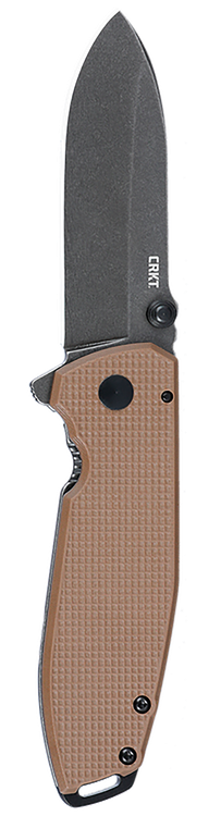 Columbia River Squid, XM (Extra Medium), Folding Knife, Stone Washed Finish, Silver Blade, Brown G10 Handle, 2.95" Blade Length, D2, Assisted Opening, Frame Lock