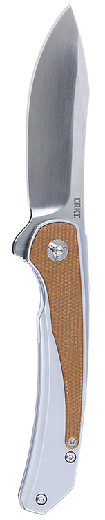 Columbia River Padawan, Folding Knife, Satin Finish, Silver, Brown and Silver Handle, Plain Edge 3.01", Sandvik 14C28N Blade, Frame Lock