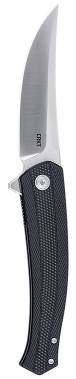 Columbia River Persian, Folding Knife, Satin Finish, Silver, Black Glass-Reinforced Nylon Handle, Plain Edge, 3.44" Blade Length, D2 Blade, Liner Lock