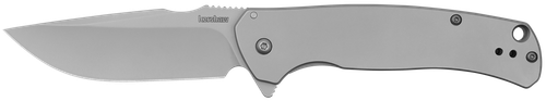 Kershaw SCOUR, Folding Knife, Flipper Assisted Opening, Plain Edge, 8Cr13Mov, Matte Finish, Silver, Stainless Steel Handle, 3.3" Blade, 7.75" Overall Length, Includes Deep Carry Pocket Clip, Frame Lock