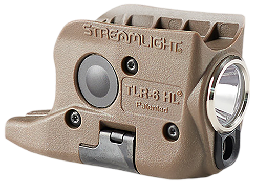 Streamlight TLR-6 HL, Tac Light with Red Laser, Fits Glock 42 & 43, 300 Lumens, Matte Finish, Flat Dark Earth, Includes Three SLB2 Batteries with USB-C Charging Case