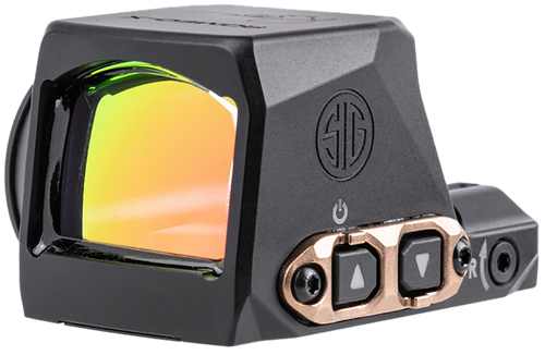 Sig Sauer Romeo-X Black Anodized/Rose Gold 1x24mm 2 MOA Red Dot/32 MOA Circle Reticle, Fits Sig P365 Features MAGNETAC