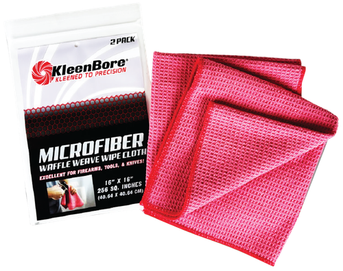 KleenBore Waffle Weave MicroFiber Red Cloths 16x16 Size (2 Pack)