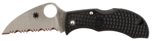 Spyderco MBKWSB Manbug 1.91" Folding Wharncliffe Serrated Non-Reflective Black TiCN VG-10 SS Blade, Black Textured FRN Handle