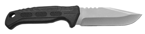 Walker's Hawker 4" Fixed Drop Point Plain Satin 420 Steel Titanium Bonded Blade Black Textured PP/TPR Handle