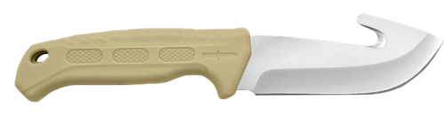 Walker's Roto 4" Fixed Drop Point/Gut Hook Plain Satin 420 Steel Titanium Bonded Blade, Tan PP/TPR Handle