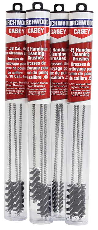 Birchwood Casey Looped Handle 9" NylonBrushes, Fits .22cal/5.56mm, 3 Pack