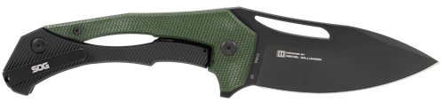 S.O.G Bulwark FLK EDC 3.50" Folding Drop Point Plain Black PVD Cryo D2 Steel Blade, Olive Drab Textured Linen Micarta Handle, Presentation Box