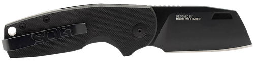 S.O.G Stout SJ 2.60" Folding Clip Point Plain Stonewashed Cryo D2 Steel Blade/ Black Textured G10 Handle Includes Belt Clip, Presentation Box