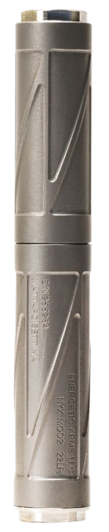 Energetic Armament NYX Silencer Mod 2, 22 Cal Modular, 1" Diameter, 1/2X28 Direct Thread, Titanium Construction, Matte Bead Blast Silver