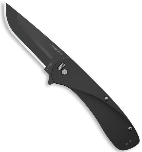 Outdoor Edge Razor VX1 EDC 3" Folding Plain Black Oxide 420J2 SS Blade, Black Anodized Aluminum Handle